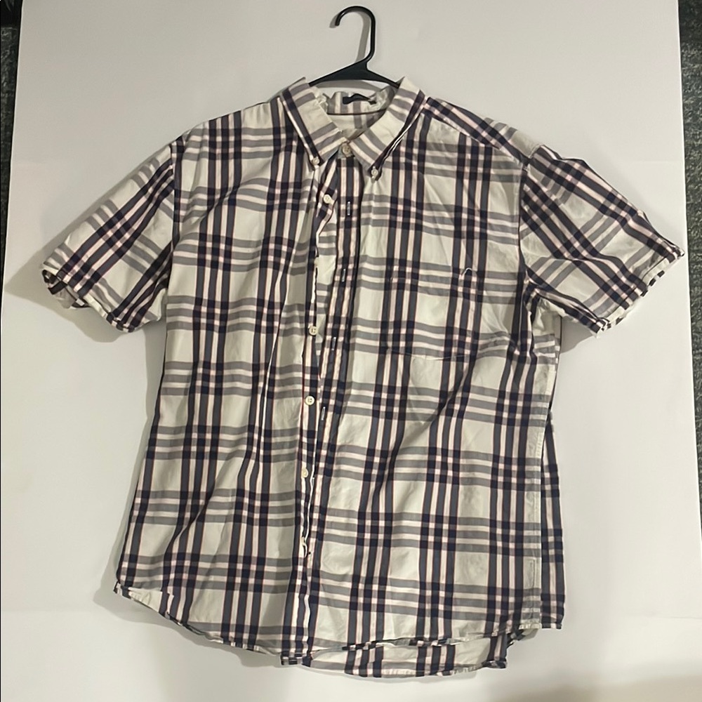 St. John's Bay White With Stripes Casual Button Down Shirt Size XL